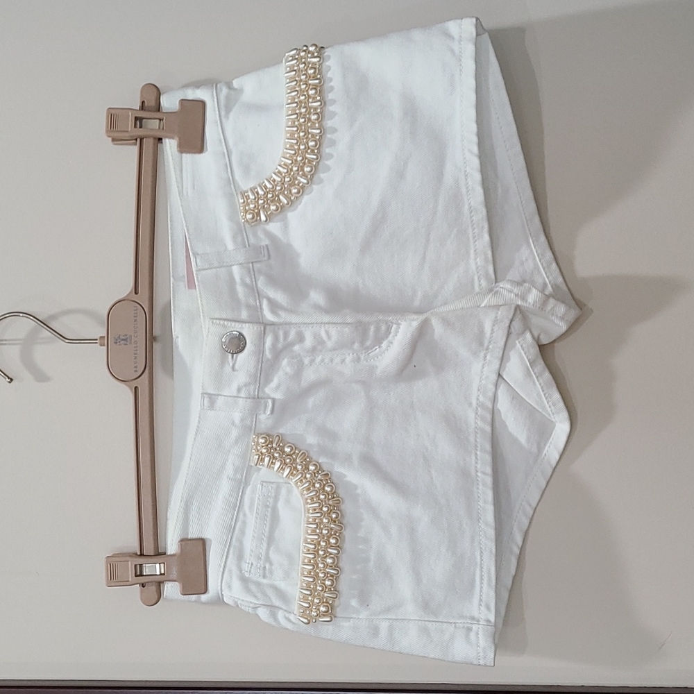 RED Valentino denim shorts with pear details